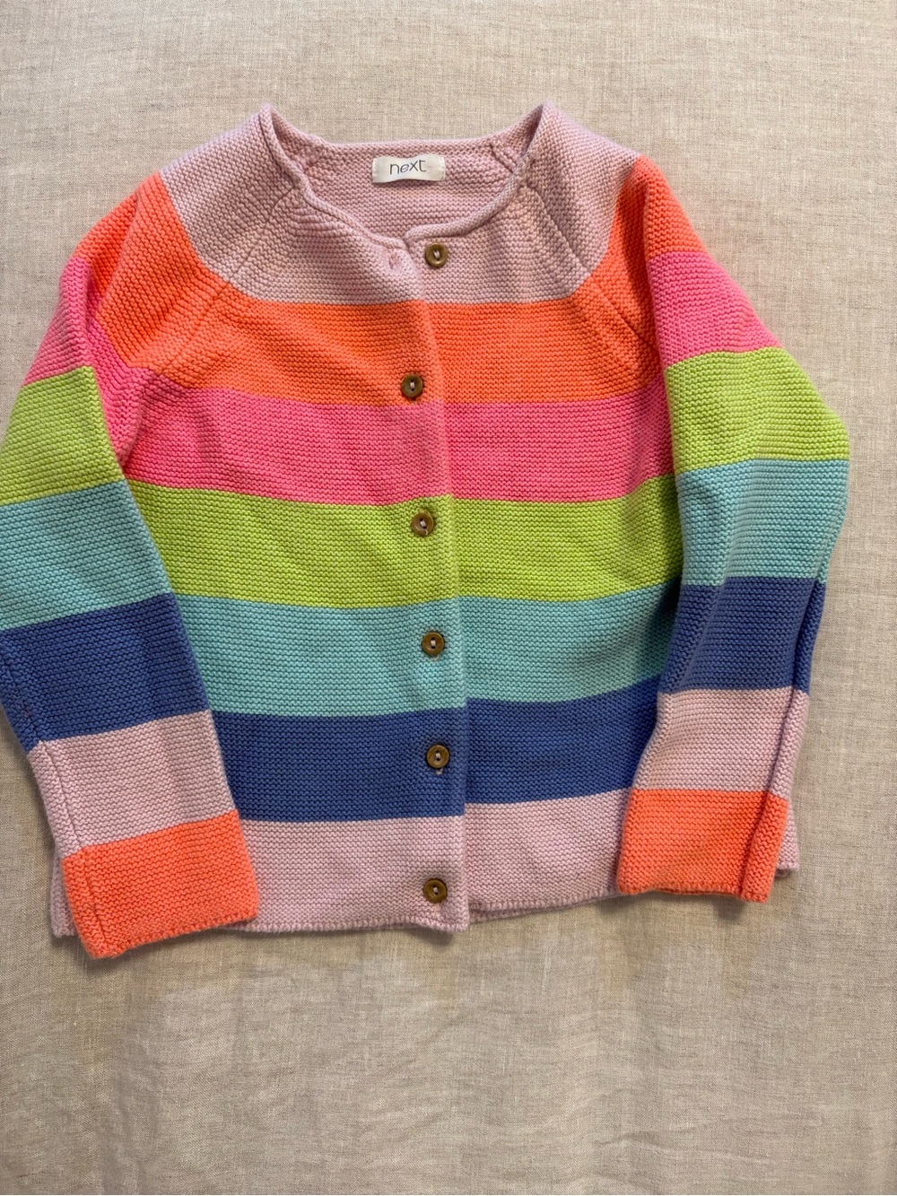 Next Multi-Color Rainbow Striped Knit Cardigan Sweater 3-4Y